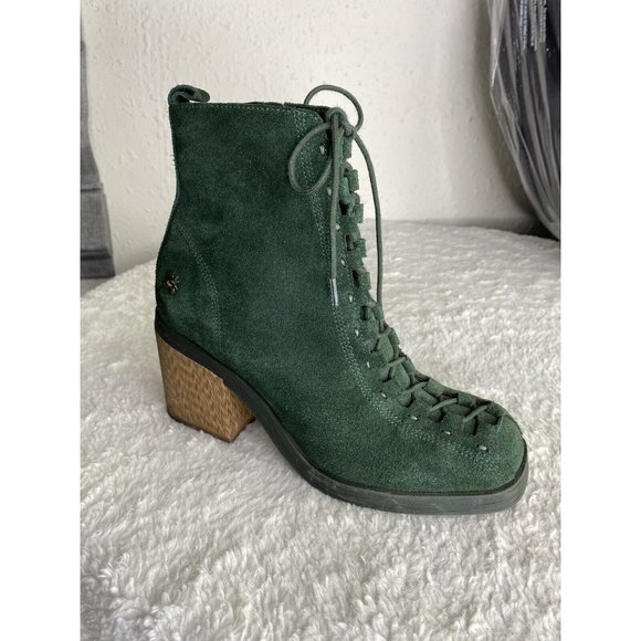 Kelsi Dagger Brooklyn Lace-Up Ankle Boots Dagger Forest green Suede Leather Sz 8 - Picture 7 of 14
